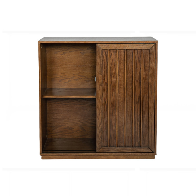 Buffet Mid-Century avec 2 portes coulissantes et bandes décoratives en bois massif