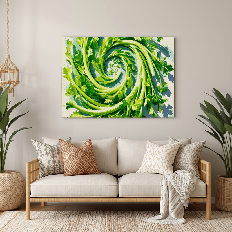 Légumes, art mural vert céleri en métal, H 20 po x l 24 po