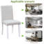 Ensemble de 4 chaises d'appoint avec revêtement en lin et siège rembourré blanc et gris ardoise, bois d'hévéa, peu encombrant pour la salle à manger