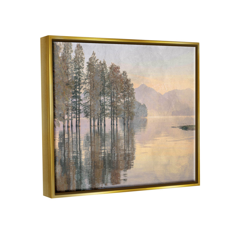 «Woodland Lake Reflection Landscape», art mural sur toile flottante par Lil 'Rue, H 25 po x l 31 po x P 1,7 po