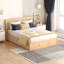 Lit plateforme en bois avec 2 tiroirs et rangement sous le lit, bois naturel, moderne et robuste-813349524