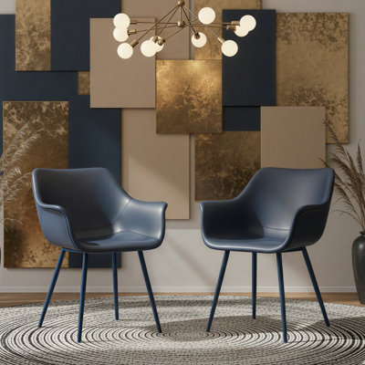 Haglund Leather Dining Chair with Powder-Coated Iron Legs Accent Side Chair Foam Padded Seat Versatile Kitchen Chair for Modern Home and Kitchen