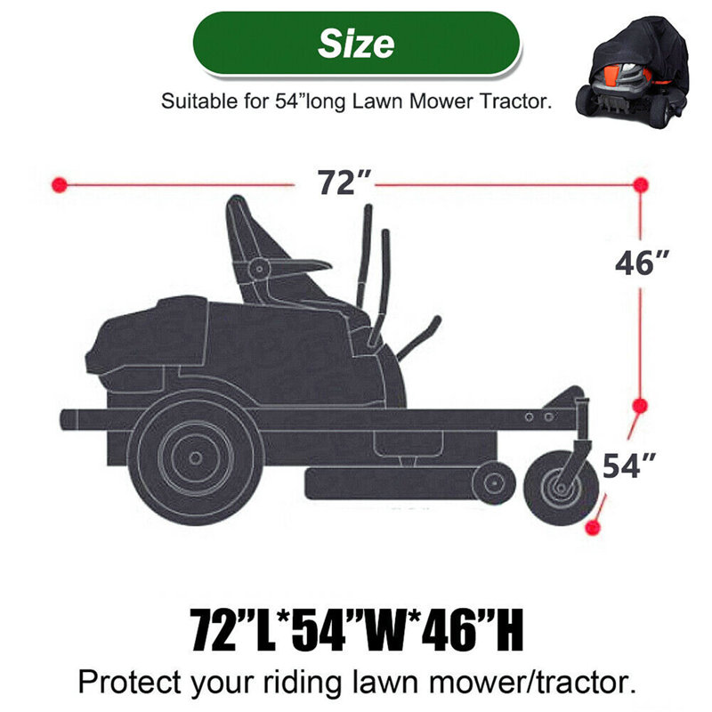 Mildew Resistant Lawn Mower Cover By HOMEYA, 46" H x 54" W x 72" D, Black