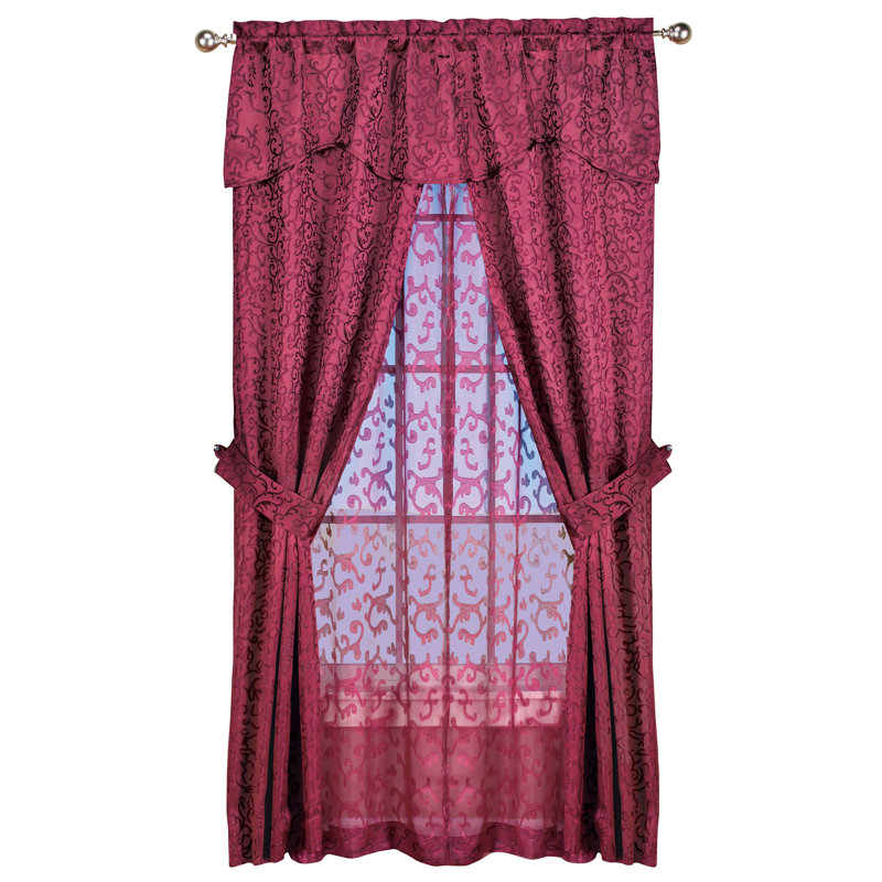 Paire de rideaux transparents avec passe-tringle Alekper, Bourgogne, L 54 po x L 84 po