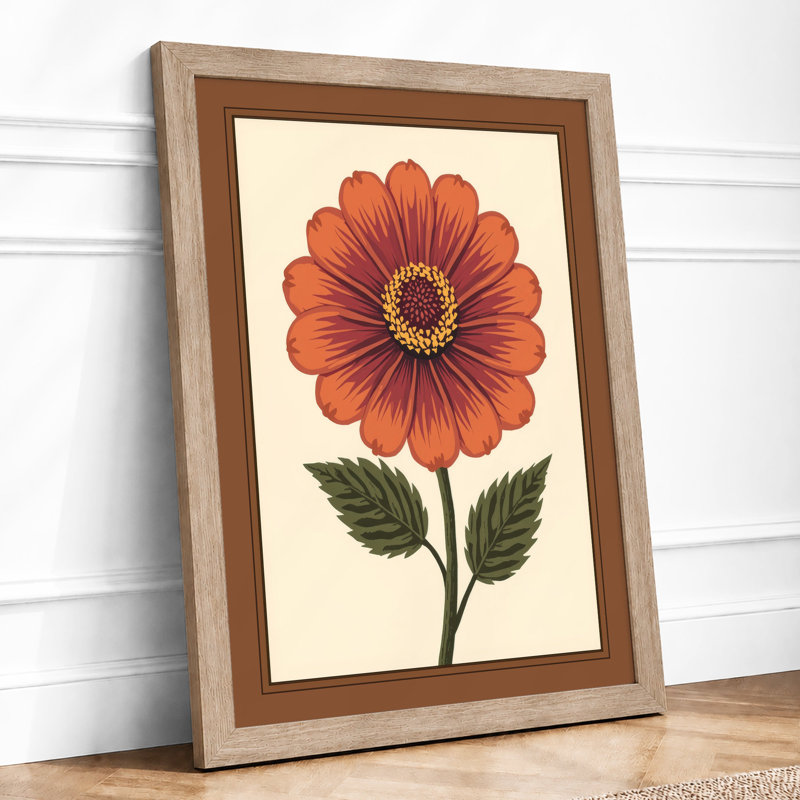 Gerbera Study Botanical - Framed Print, A1 - 84.1 x 59.4 cm, Oak