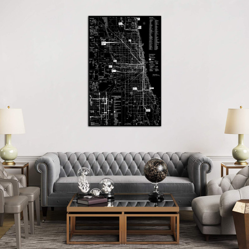 Modern Art - Chicago Transit Negative 1 Piece Wall Art on Canvas, 66.04 cm H x 45.72 cm W x 3.175 cm D