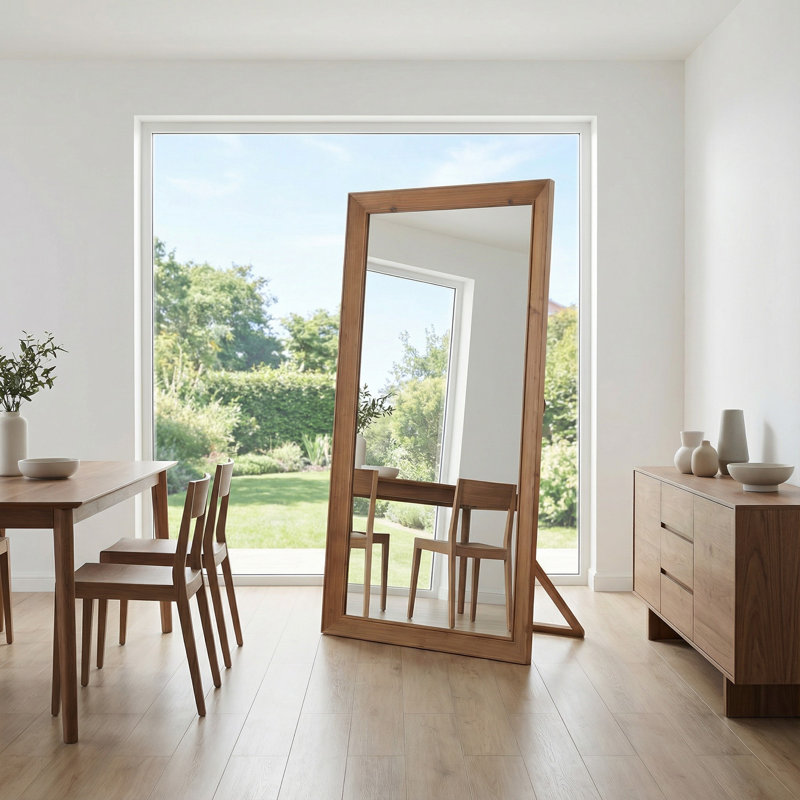 Miroir pleine longueur 71 po x 31 po avec cadre plat en bois et miroir, 64 po x 21 po