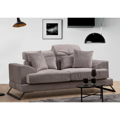 Élégant canapé 2 places gris clair de 72,8 po x 39,4 po x 36,2 po | Structure en bois de hêtre durable et en carton, tissu 100% polyester | Dossier réglable, 2 coussins moelleux (17,7 po x 17,7 po et 21,7 po x 12,6 po) | Design industriel moderne