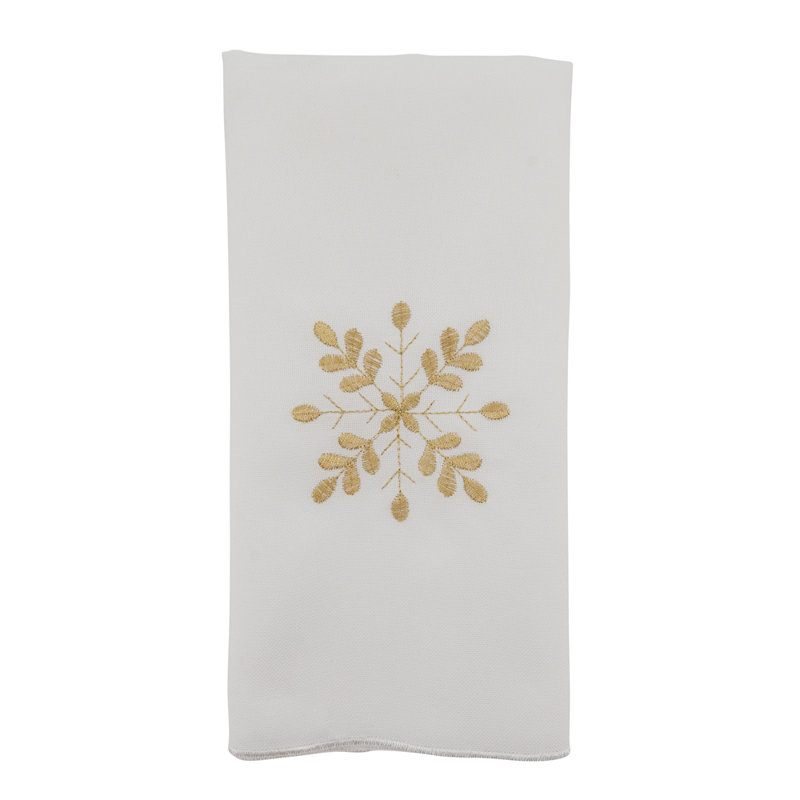 Ensemble de 4 serviettes de table brodées en flocons de neige l 20 po x L 20 po, Ivoire ivoire