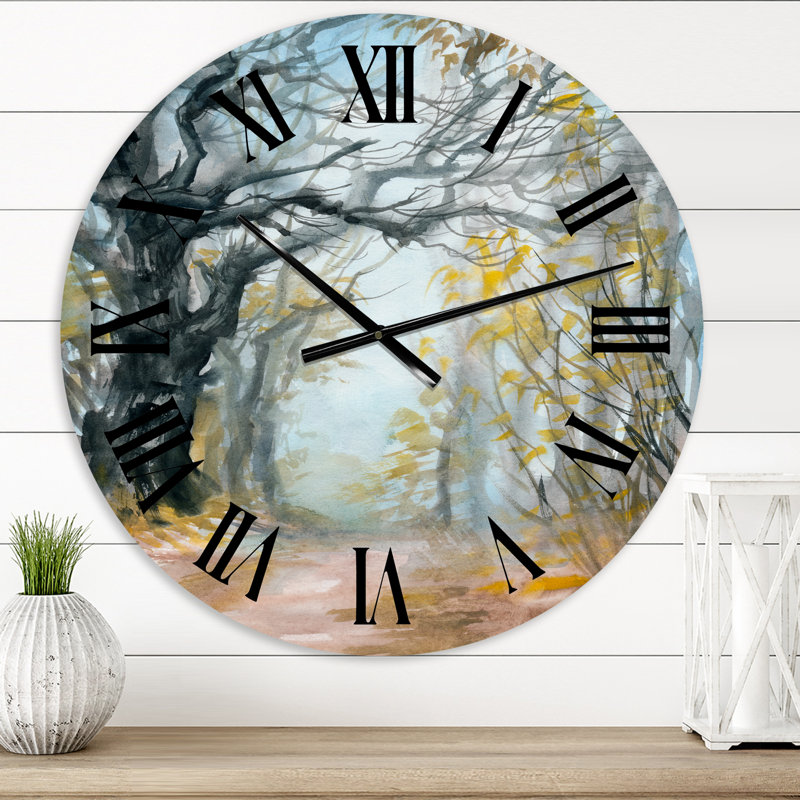 Automne forêt brumeuse - horloge murale Lake House, Moyenne
