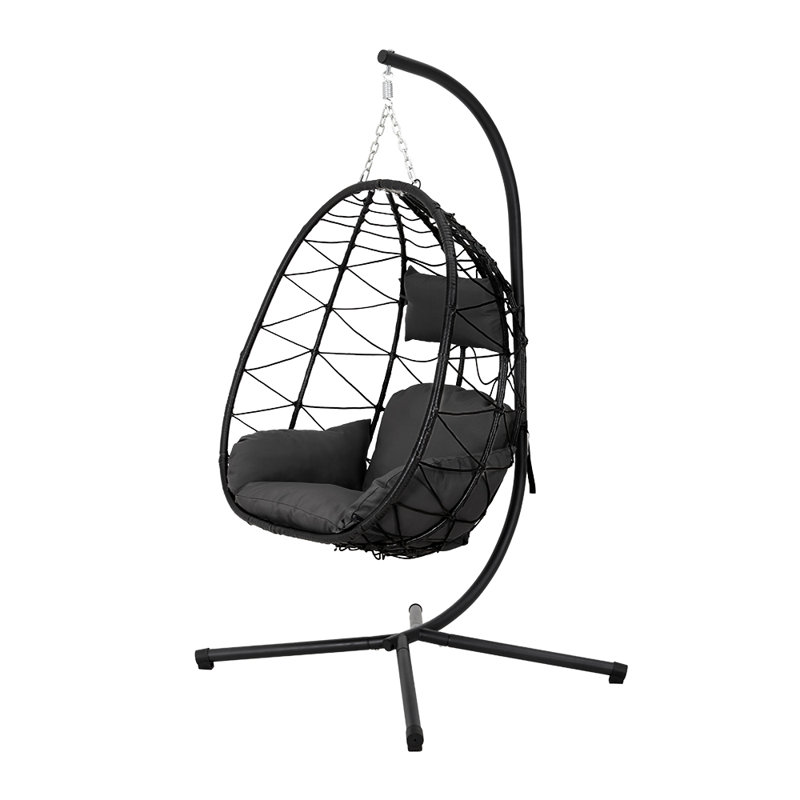 Egg-Shaped Chair Hammock with Stand, Dark Grey