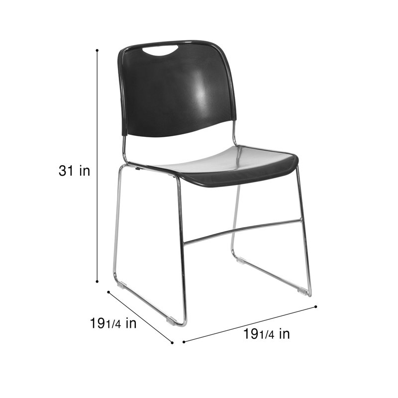Naomi Premium Stack Chair, Pack of 2, Black