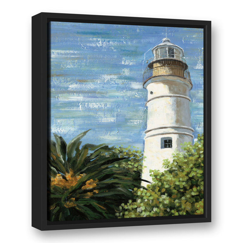 Phare dans le jardin sur toile, H 21,75 po x l 17,75 po x P 1,75 po, Cadre flottant noir