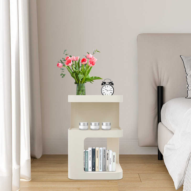 Modern Nightstand Side Table End Table, White