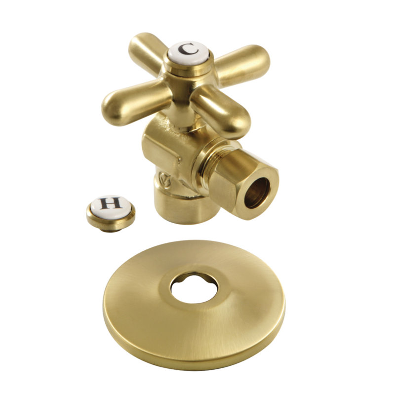 Kingston Brass Vintage 1/2-Inch Sweat x 3/8-Inch OD Comp Quarter-Turn Angle Stop Valve with Flange, Polished Chrome