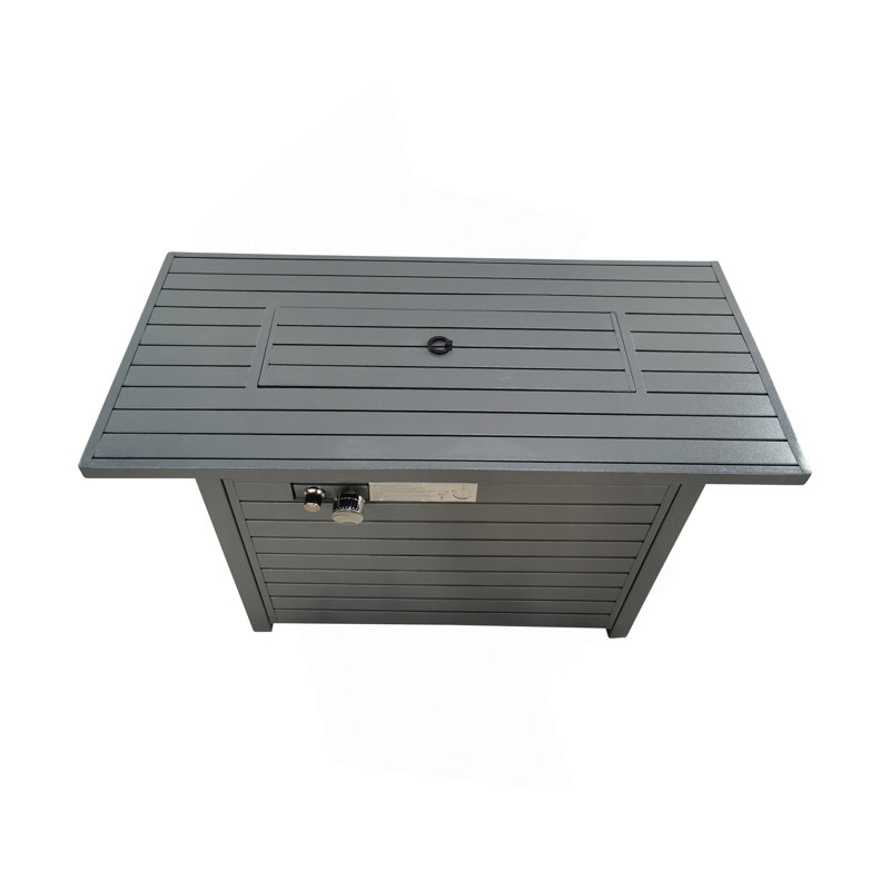 Foyer de table extérieur en acier au propane de 25 po H x 42 po avec couvercle (gris), Gris