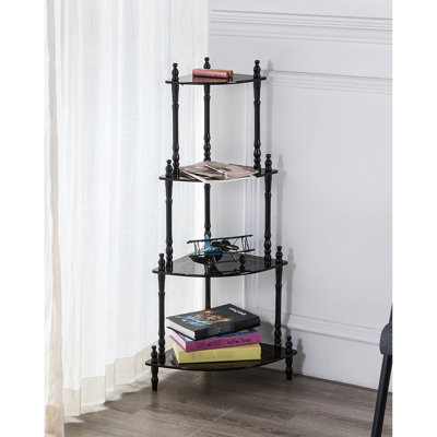 4 Wooden Corner Shelf In 39" Height, Cherry Finish - Store Decorative Trinkets, Books, Parlor Games Composite Wood Article Standing Shelf, High, Keep Fascinative Items, Different Quality Attribute