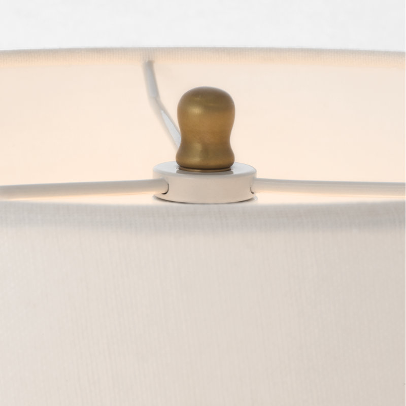 Thomas O'Brien Bryant 52" Adjustable Cordless Floor Lamp with Linen Shade, Hand-Rubbed Antique Brass