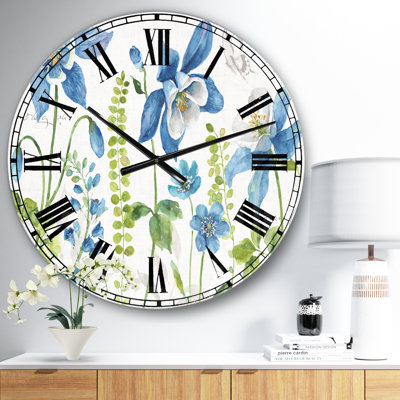 Horloge murale traditionnelle Bluebell and Columbine