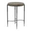 Table d'appoint en métal grise avec plateau en bois brun