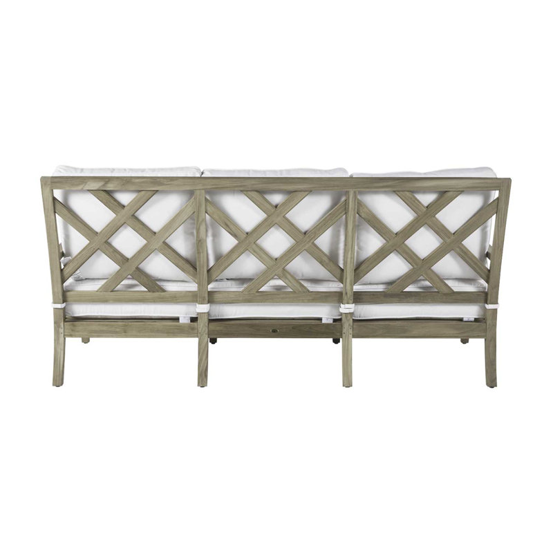 Haley Teak Patio Sofa with Cushions, Natural White, Oyster Teak, No welt + Standard fill