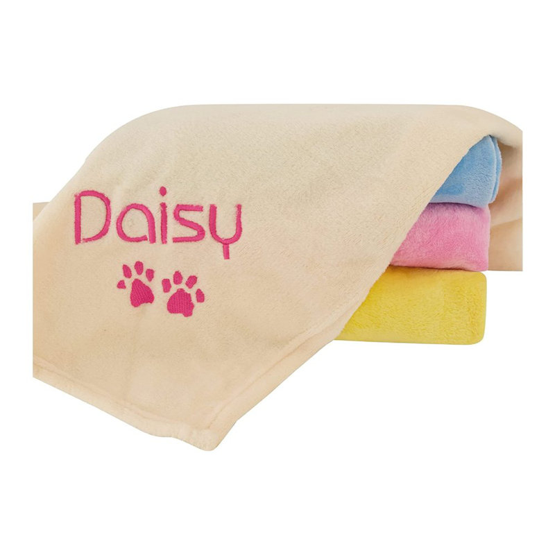Couverture personnalisée avec nom et pattes, 60 po x 50 po, Oui, Crème