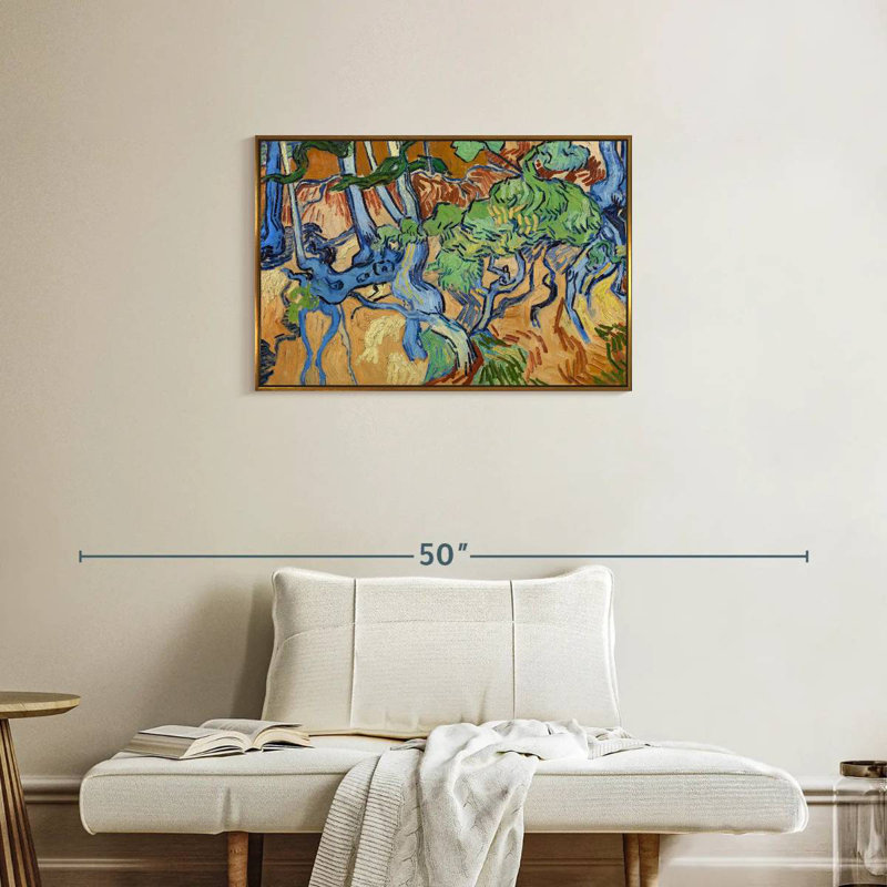 Racines d'arbre, 31 po x 21 po, Cadre flottant doré