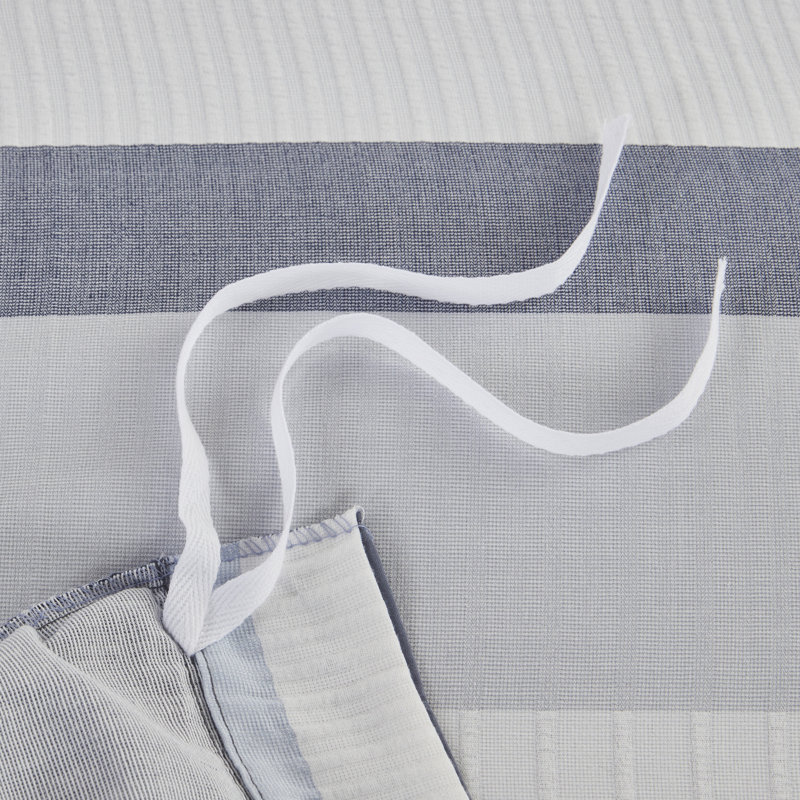 Full/Queen Blue Striped Jacquard Duvet Cover Set