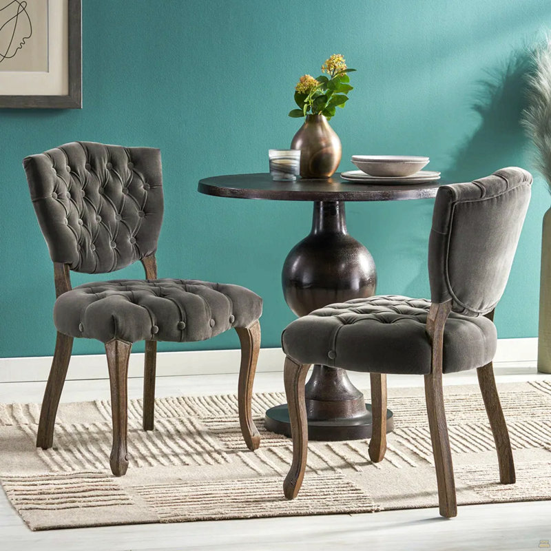 Chaise capitonnée Kd (Wthr) (ensemble de 2), Gris anthracite