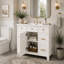 Meuble-lavabo 36 po avec lavabo en céramique, cadre en bois massif blanc, portes à fermeture douce, tablettes réglables, 3 tiroirs, y compris un tiroir à double profondeur pour le rangement du sèche-cheveux-518526663