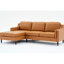 Cuir véritable brun clair avec grande chaise longue, revêtement lisse, cadre en bois 94,5 po, salon moderne à gauche, bois, 3, assise mi-moelleuse-2075749402-2075749403