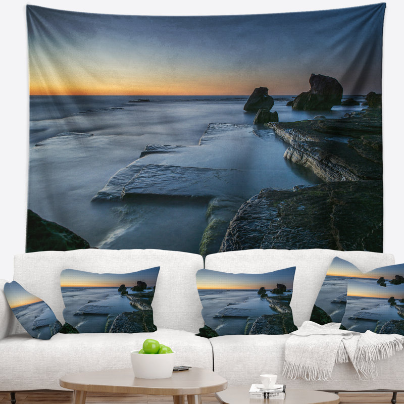 Tapisserie de soleil à terre seascape en polyester avec accessoires suspendus inclus, H 32 po x l 39 po