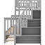 Lit superposé simple au-dessus d'un lit double avec lit gigogne gris - élégant et fonctionnel, escalier de rangement pour matériaux, style moderne-1032812037