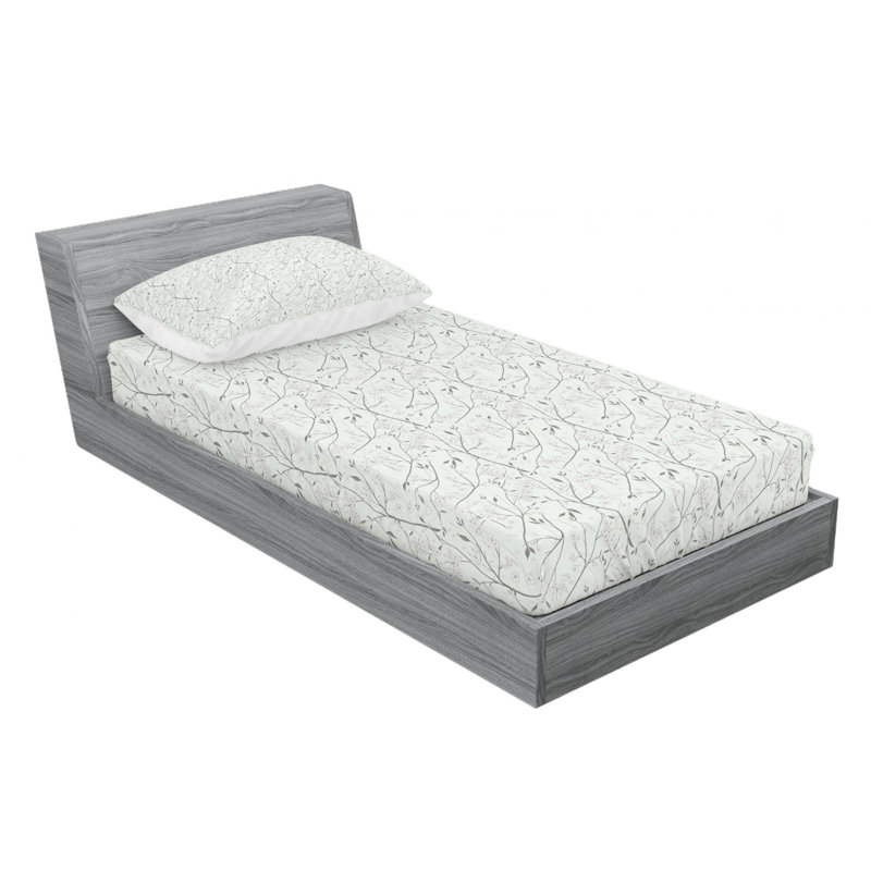 Microfiber Floral Sheet Set, Twin Sheet Set with Fitted Sheet, Gray Floral