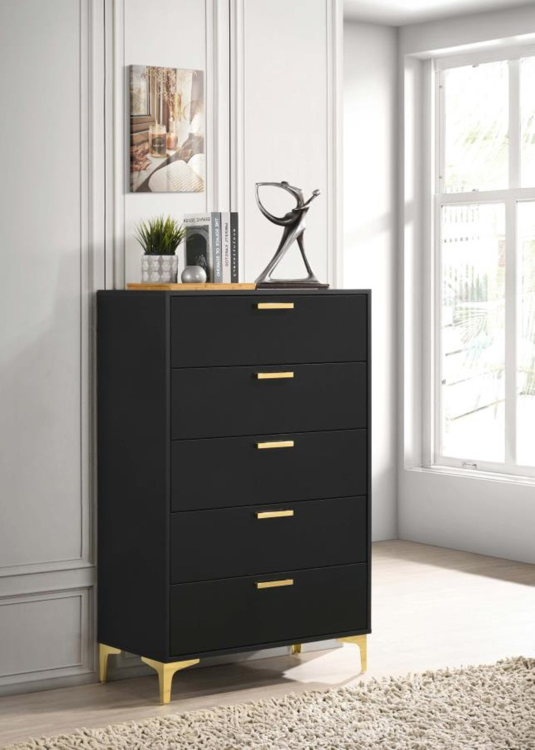 Willa Arlo™ Interiors Peterlee White and Gold 5Drawer Chest & Reviews