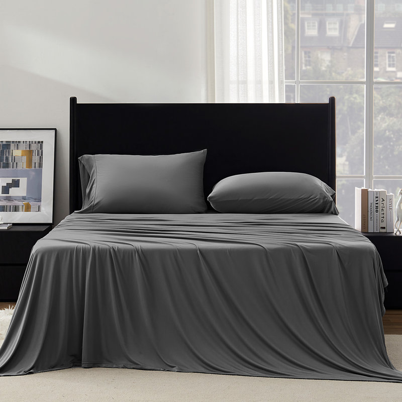 Solid Jersey Knit Sheet Set, Full Sheet Set with 4 additional pieces, Gray