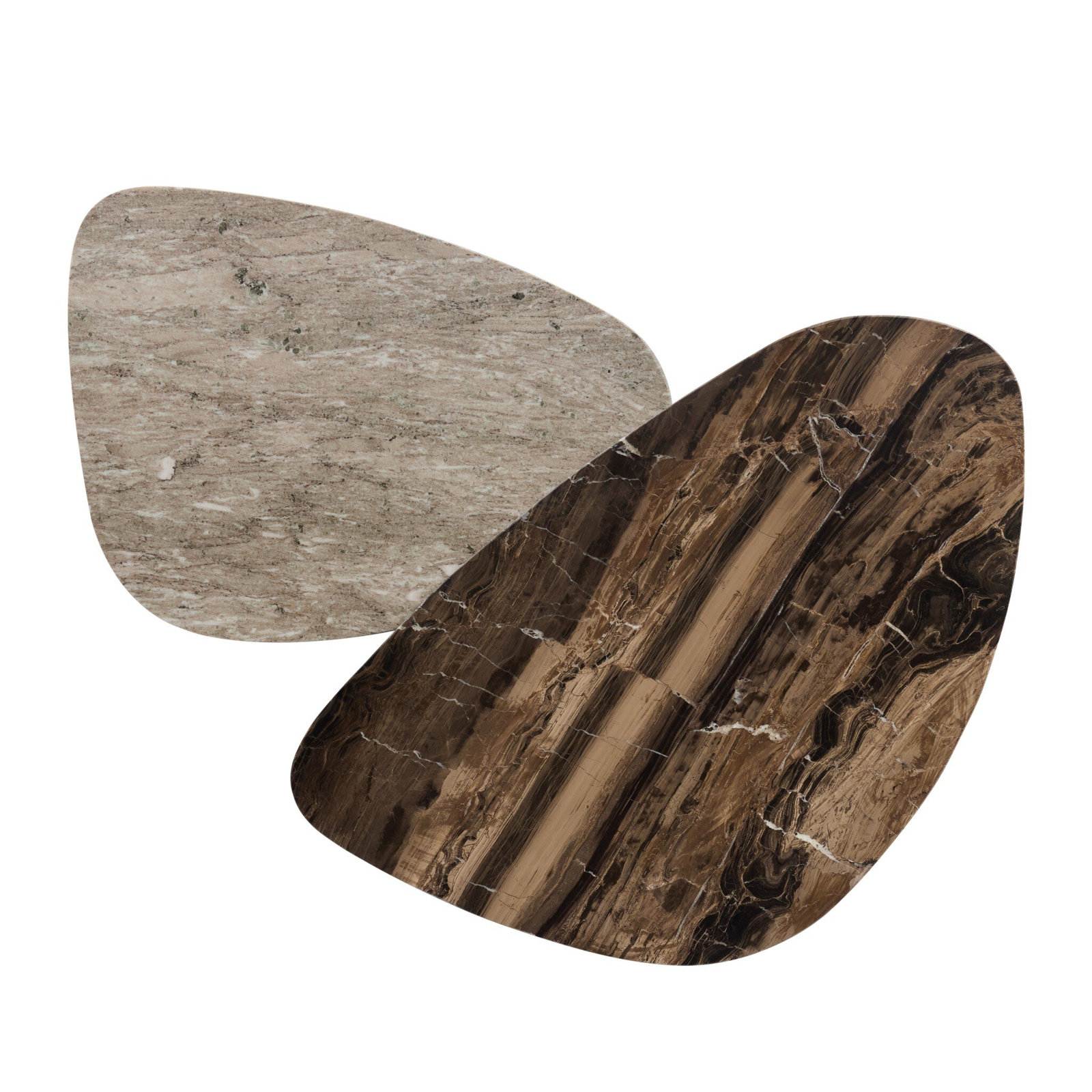 Katla Coffee Table Set-Antique White Marble, Brown/White, Antique White Marble/Rocky Brown Marble
