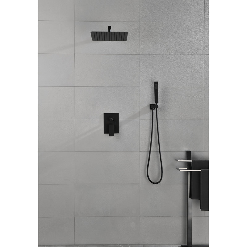 12" Wall Mounted Rain Shower - Natural Rainfall Simulation, Self-cleaning Discharge, Rust- And Brass Matte Black Head Sensation, Jet, Rust-