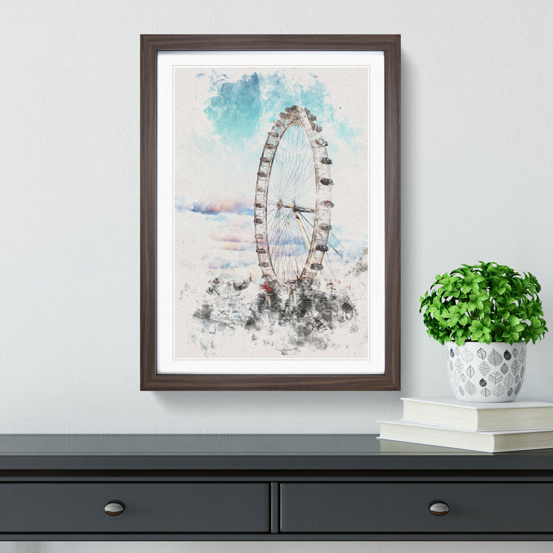 The London Eye - Framed Print, 63cm H x 45cm W x 2cm D, Walnut Framed