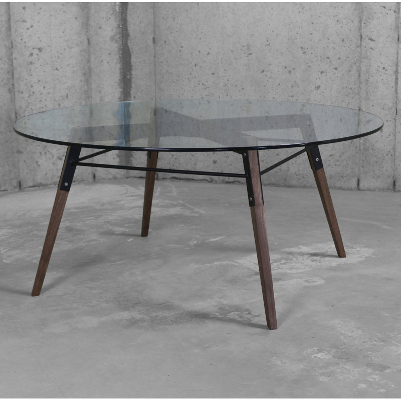 Ross Glass Top Coffee Table, Walnut/Black