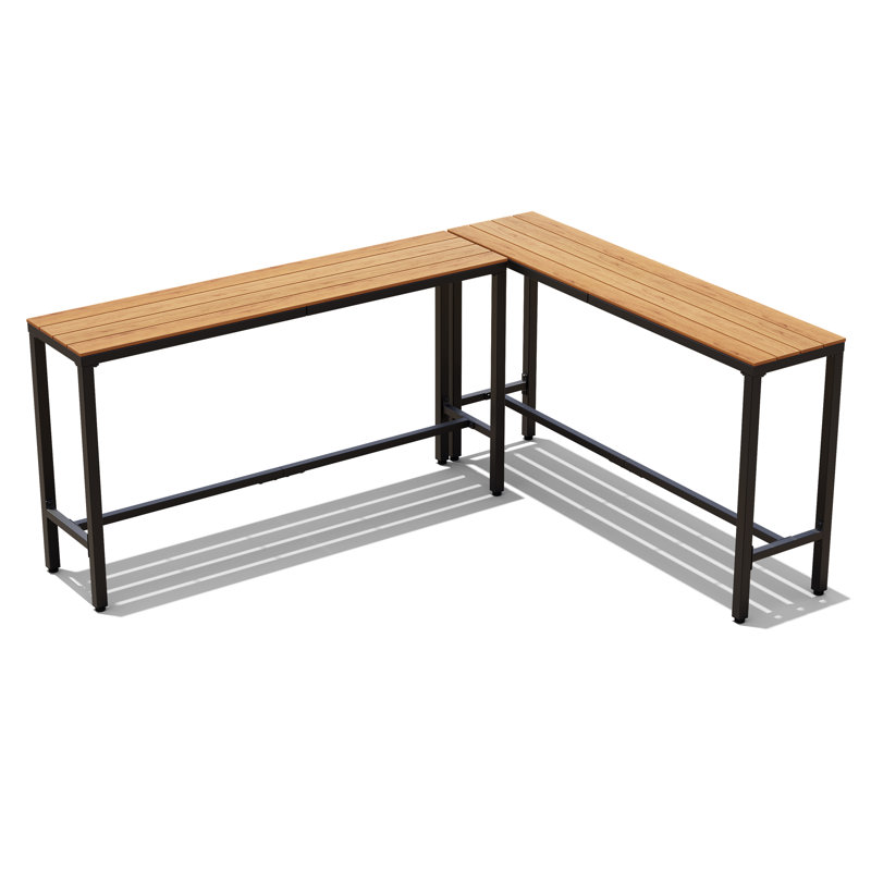 Arboleya Rectangular Metal Outdoor Bar Table, 37.09" H x 78.67" W x 63" D, Brown