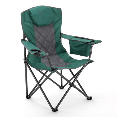 Portable Folding Camping Quad Chair W/ 6-Can Cooler, Cup & Wine Glass Holders, Heavy-Duty Carrying Bag, Padded Armrests, Headrest & Seat, Supports Up by ARROWHEAD Outdoor