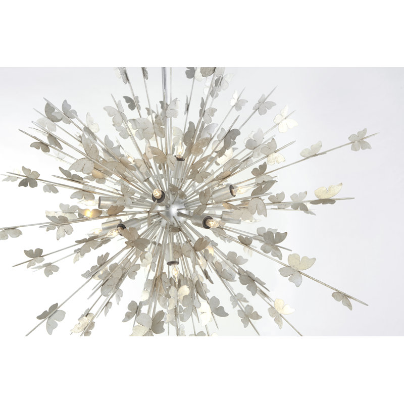Julie Neill Farfalle Large Chandelier, Burnished Silver Leaf