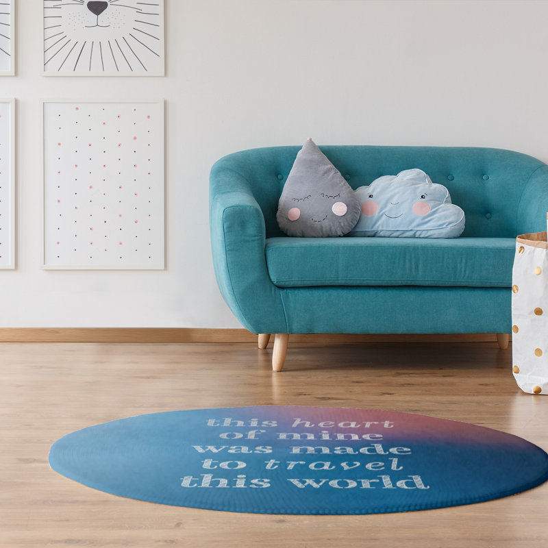 Tapis en polyester multicolore traveling love quot, Rond 5 pi