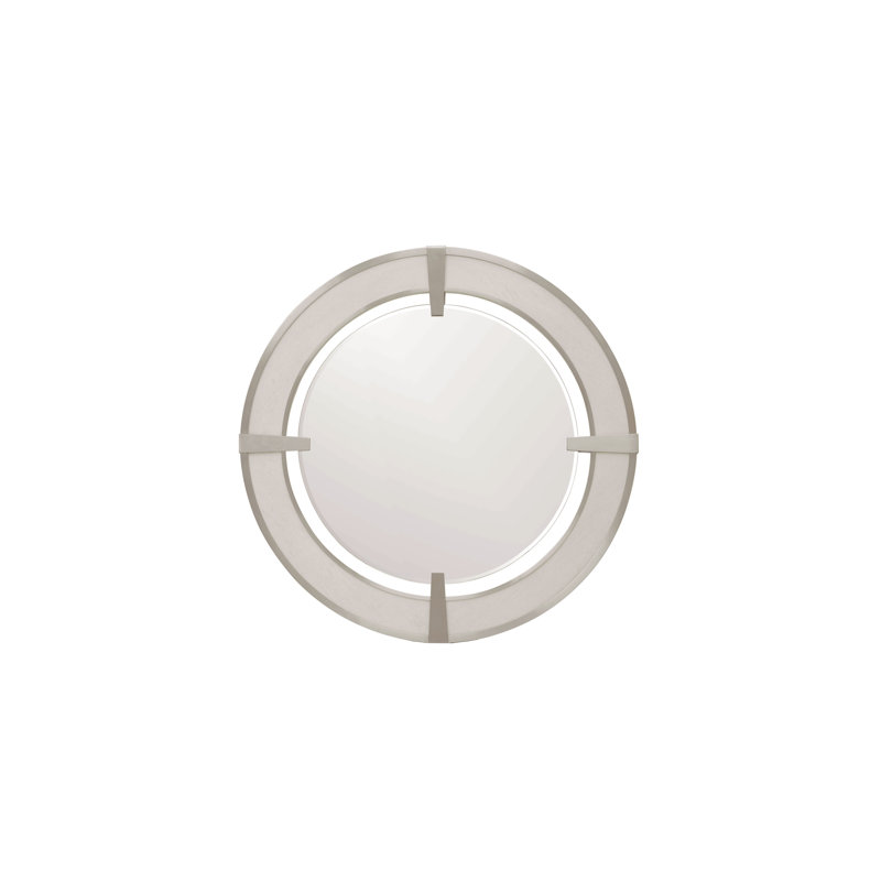 Brighton White Round Wood Transitional Mirror