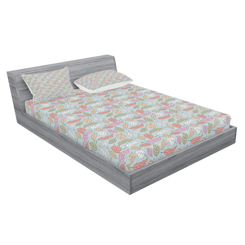 Microfiber Floral Sheet Set, Queen Sheet Set + Fitted Sheet + 2 Pillowcases