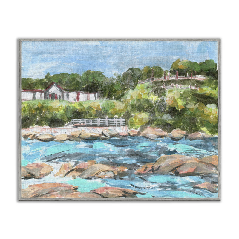 «Rocky Nautical Landscape», estampe numérique par Melissa Wang, Gris, H 16 po x l 20 po