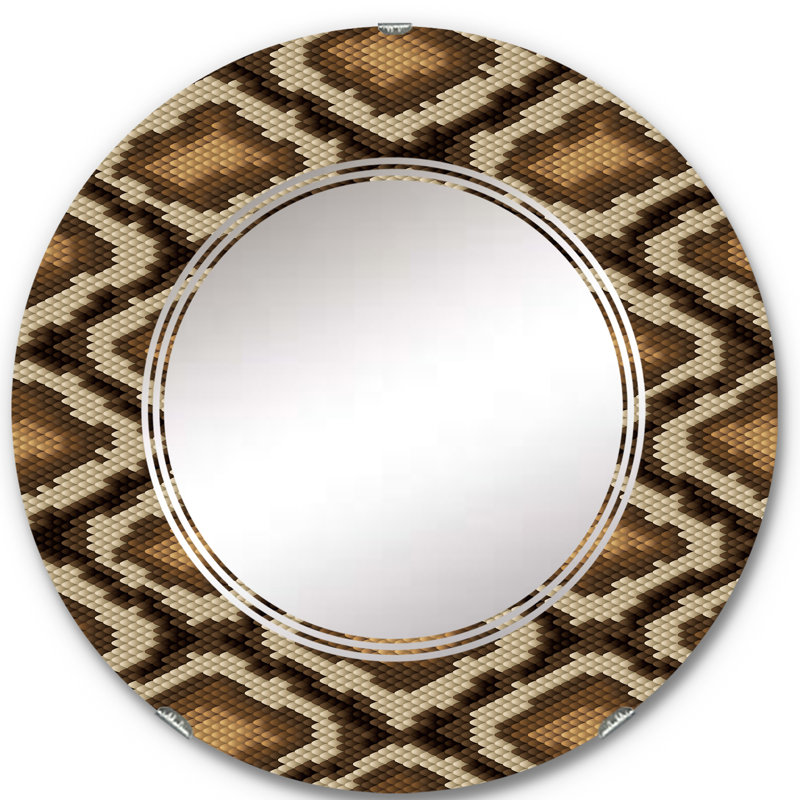 Pingel Brown Python Pattern II - Animals Wall Mirror, 24" x 24"