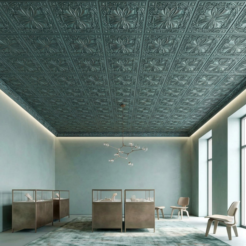 Pavillon de jardin Milan X 2 pi Tuile de plafond en PVC à poser ou à coller, Patina
