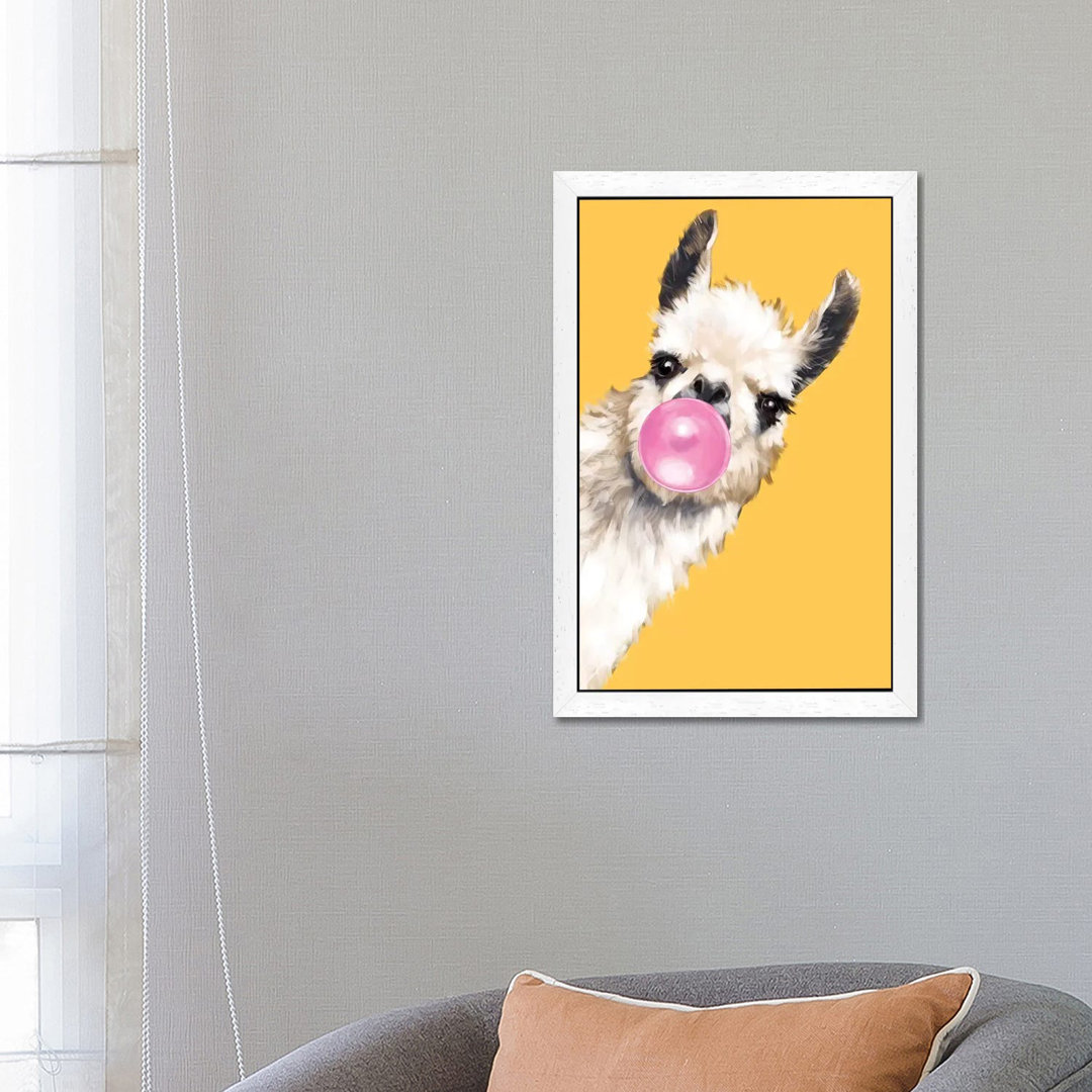Sneaky Bubble Gum Llama - Print on Canvas